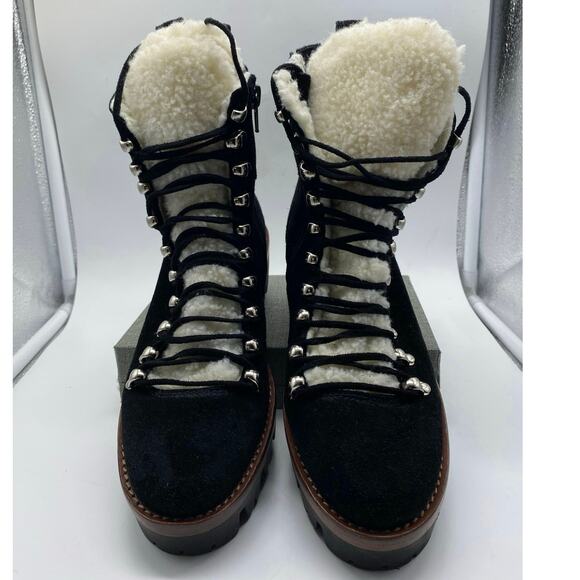 Jeffrey Campbell Culvert Black Suede Sherpa lining Combat Boot - Black 5.5 - Picture 9 of 9